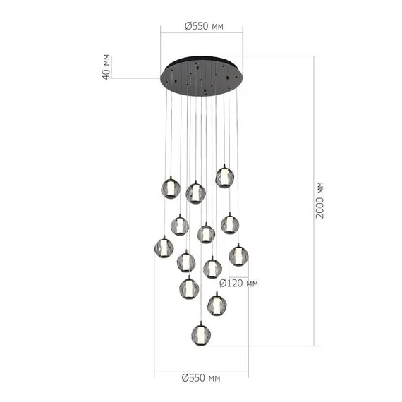 ST LUCE SL6520.403.13 Светильник подвесной ST-Luce черный жемчуг/прозрачно-дымчатый LED 1*65W 4000K, изображение 5