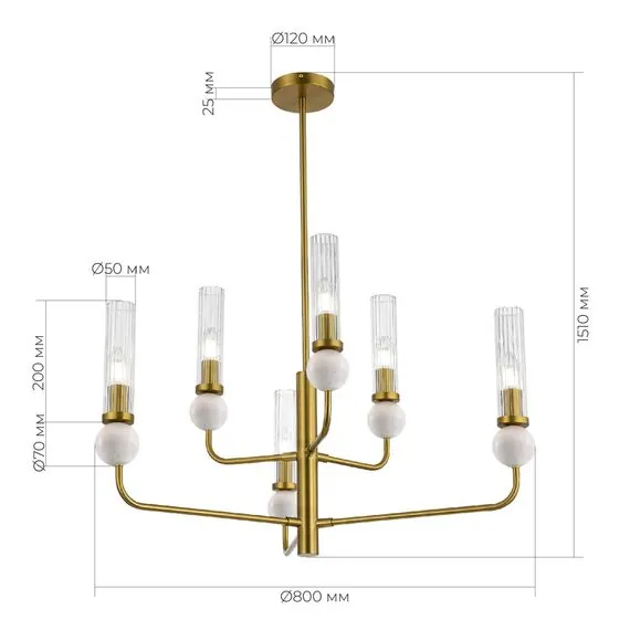 ST LUCE SL1244.303.06 Светильник подвесной ST-Luce латунь/прозрачный E14 6*40W, изображение 5