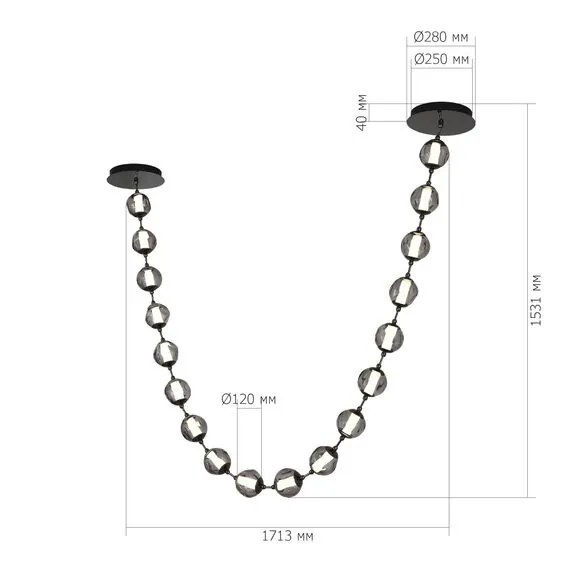 ST LUCE SL6520.403.18 Светильник подвесной ST-Luce черный жемчуг/прозрачно-дымчатый LED 1*90W 4000K, изображение 8