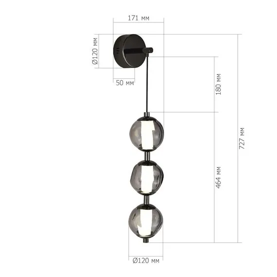 ST LUCE SL6520.401.01 Светильник настенный ST-Luce черный жемчуг/прозрачно-дымчатый LED 1*15W 4000K, изображение 6