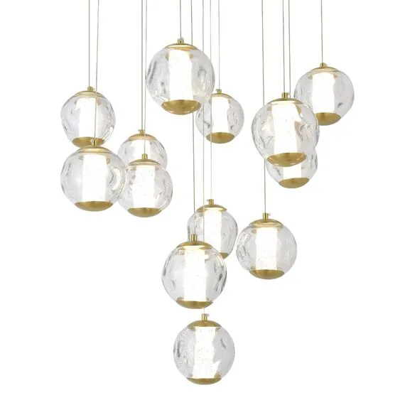 ST LUCE SL6520.303.13 Светильник подвесной ST-Luce латунь/прозрачный с пузырьками воздуха LED 1*65W 4000K, изображение 3