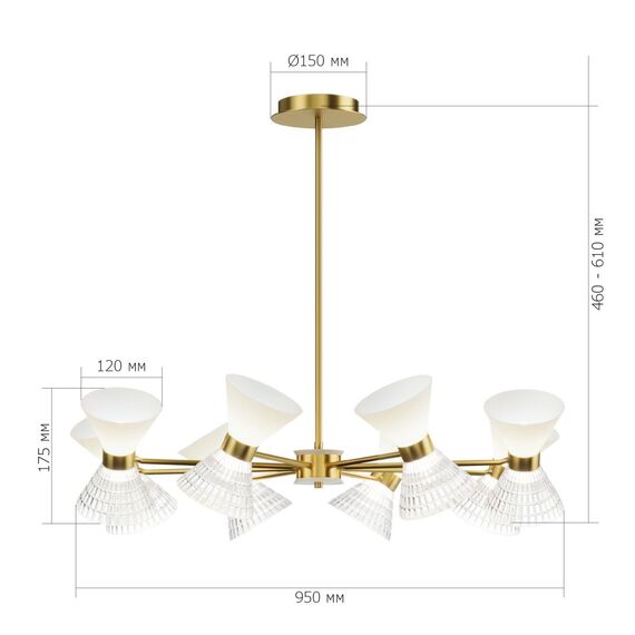 ST LUCE SL2004.303.16 Светильник подвесной ST-Luce латунь/прозрачный, белый, латунь G9 LED 16*5W, изображение 3