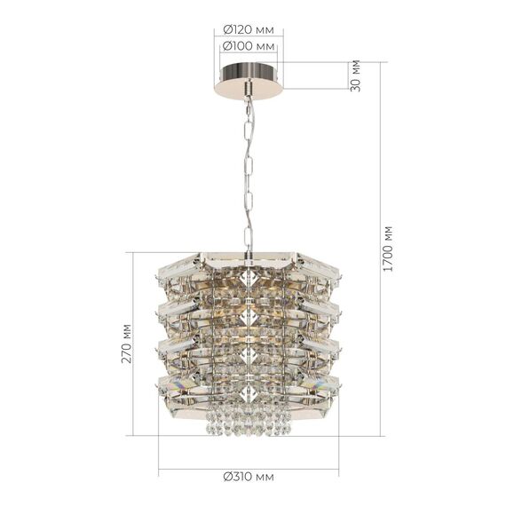 ST LUCE SL6137.103.04 Светильник подвесной ST-Luce никель/прозрачный E14 4*40W, изображение 3