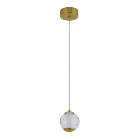 ST LUCE SL6520.303.01 Светильник подвесной ST-Luce латунь/прозрачный с пузырьками воздуха LED 1*5W 4000K, изображение 2
