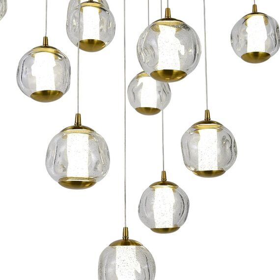 ST LUCE SL6520.303.20 Светильник подвесной ST-Luce латунь/прозрачный с пузырьками воздуха LED 1*100W 4000K, изображение 3