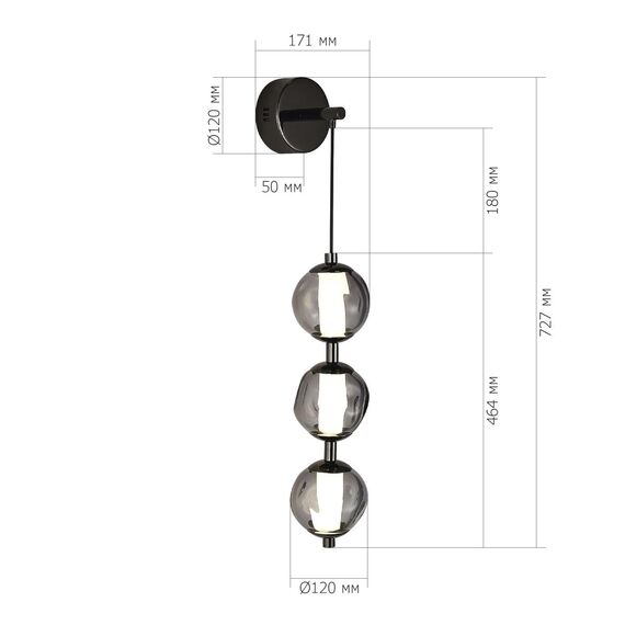 ST LUCE SL6520.401.01 Светильник настенный ST-Luce черный жемчуг/прозрачно-дымчатый LED 1*15W 4000K, изображение 6