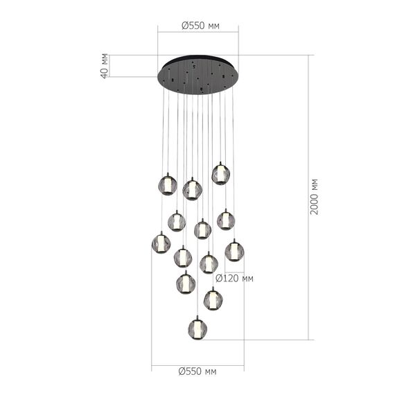 ST LUCE SL6520.403.13 Светильник подвесной ST-Luce черный жемчуг/прозрачно-дымчатый LED 1*65W 4000K, изображение 5