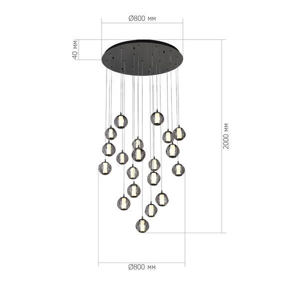 ST LUCE SL6520.403.20 Светильник подвесной ST-Luce черный жемчуг/прозрачно-дымчатый LED 1*100W 4000K, изображение 5