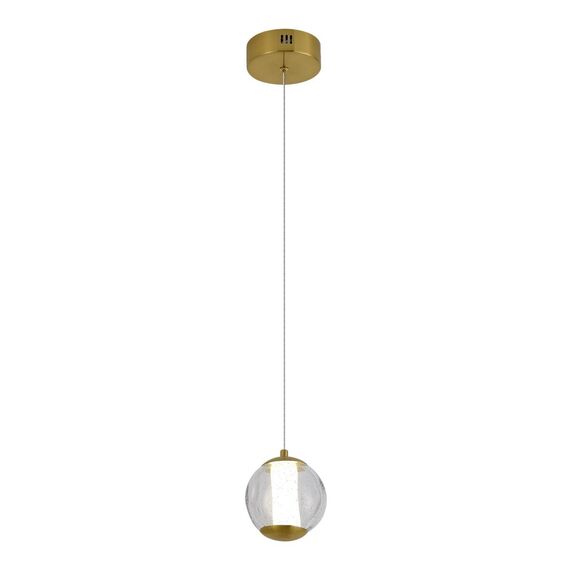 ST LUCE SL6520.303.01 Светильник подвесной ST-Luce латунь/прозрачный с пузырьками воздуха LED 1*5W 4000K