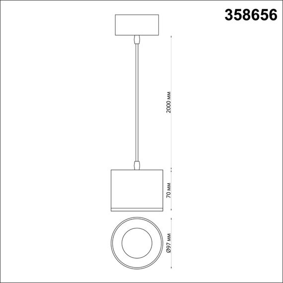 NOVOTECH 358656 OVER NT21 231 черный Светильник накладной светодиодный, провод 2м IP20 LED 4000К 12W 220V PATERA, изображение 2