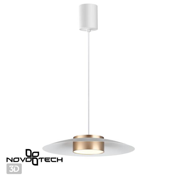 NOVOTECH 358895 OVER NT22 228 белый/золото Светильник накладной светодиодный, провод 2м IP20 LED 4000К 18W 220-240V PILZ, изображение 4