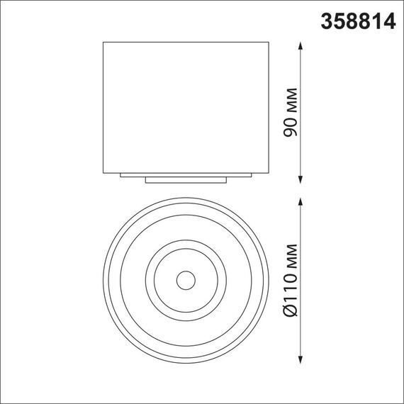 NOVOTECH 358814 OVER NT21 219 черный Светильник накладной светодиодный IP20 LED 18W 1600Лм 4000K 220V GESSO, изображение 2