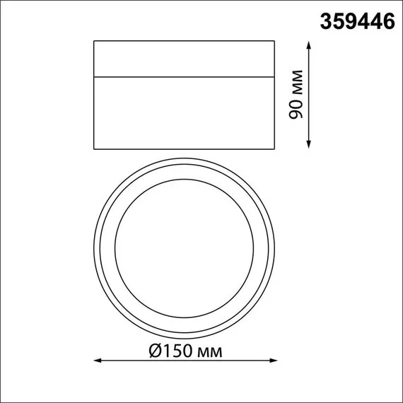 NOVOTECH 359446 OVER NT24 000 черный Светильник накладной светодиодный IP20 LED 18W 220-240V 4000K 1170Лм AURA, изображение 2