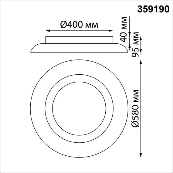 NOVOTECH 359190 OVER NT23 154 черный Светильник накладной диммируемый, в комплекте пульт ДУ IP20 LED 3000К~6000К 48W 220-240V WELLE, изображение 2