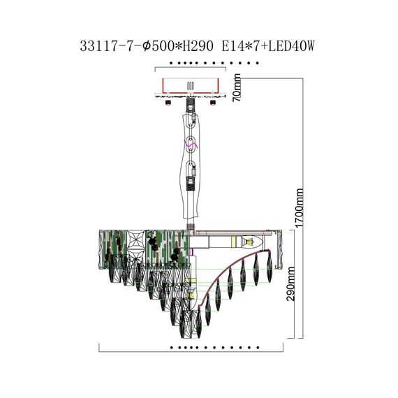 Fluorite FL1088-7P Люстра подвесная Delight Chrome, изображение 2