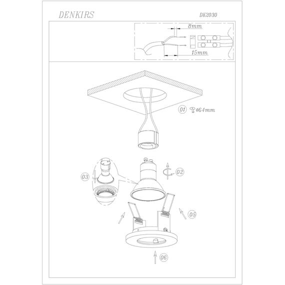 Denkirs DK2030-BK Встраиваемый светильник, IP 20, 50 Вт, GU10, черный, алюминий, изображение 5