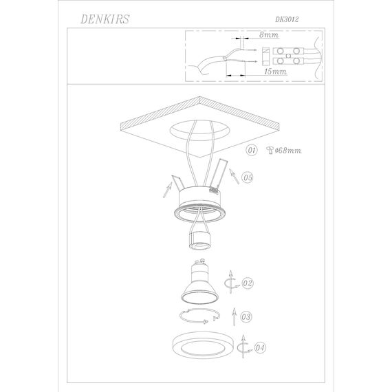 Denkirs DK3012-WH Встраиваемый светильник влагозащ., IP 44, 50 Вт, GU10, белый, алюминий, изображение 5