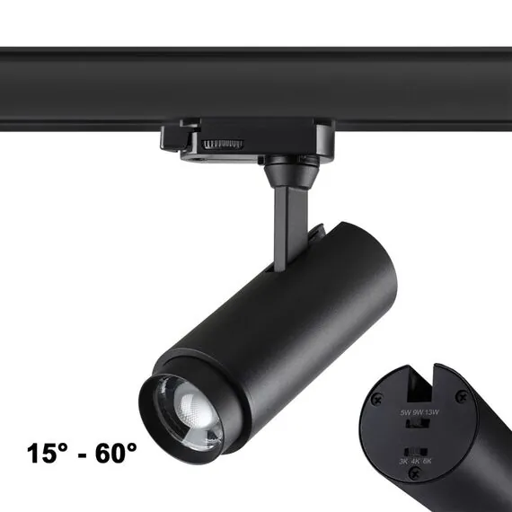 NOVOTECH 359031 PORT NT23 146 черный Трехфазный трековый светильник с переключателем цветовой температуры и мощности IP20 LED 3000К\4000К\6000К 5W/9W/13W 220V
