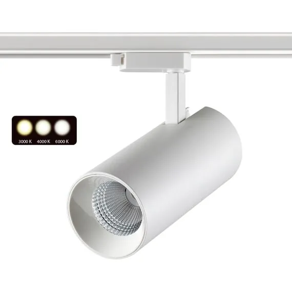 NOVOTECH 358746 PORT NT21 109 белый Светильник трековый однофазный трехжильный с переключ. цв.температуры IP20 LED 3000К\4000К\6000К 30W 100-265V NAIL