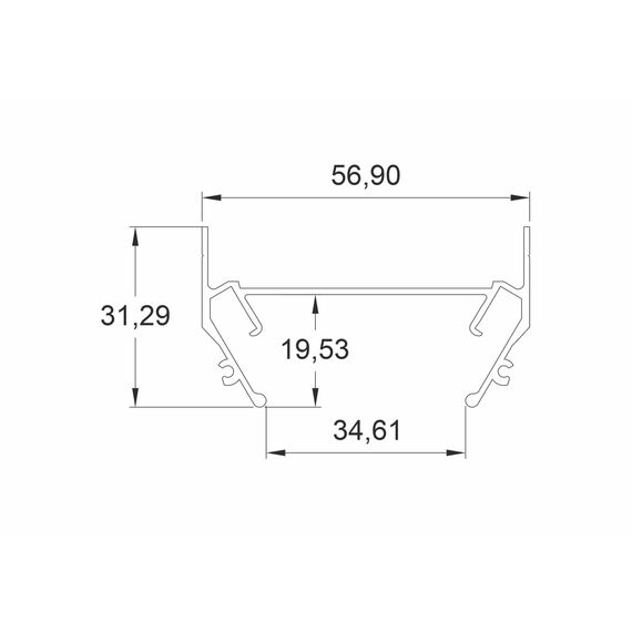 Denkirs TR3050-AL Закладной профиль под шинопровод для натяжного потолка 2м, изображение 4