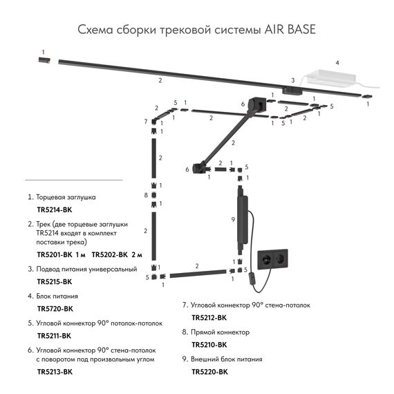 Denkirs TR5210-BK Прямой соединитель для трека Air, серия Base, черный, пластик, изображение 4