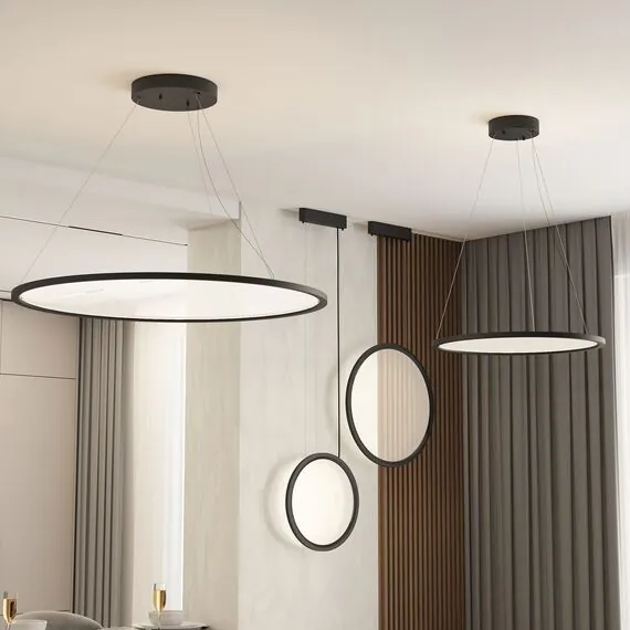 Denkirs DK6620-BK Подвесной горизонтальный светильник Veil со светодиодом H900 d1000 220V 82W 3000-6000K IP20 черный алюминий, изображение 5