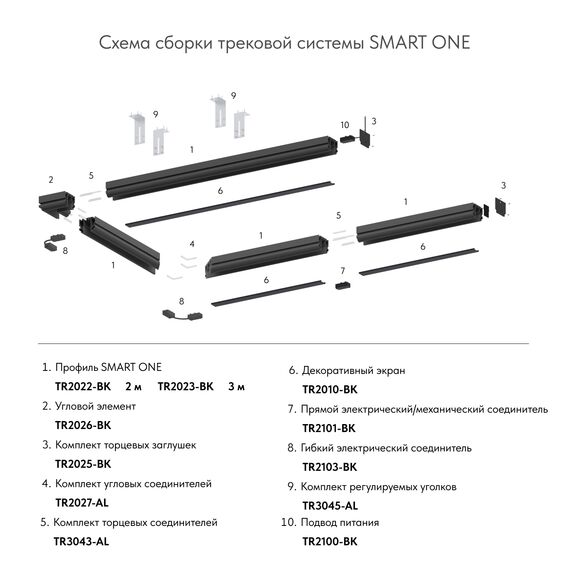 Denkirs TR2025-BK Комплект торцевых заглушек для трека SMART ONE, изображение 4