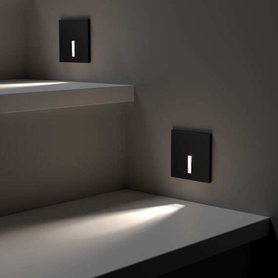 Denkirs DK1030-BK Светильник встраиваемый в стену, IP 20, LED 3000K, 3 Вт, черный, алюминий, изображение 2