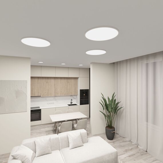 Denkirs DK6524-WH Накладной светильник THIN, IP40, 50W, 3000K/4000K/6500K, переключатель цветовой температуры на корпусе, белый, полимер, изображение 5