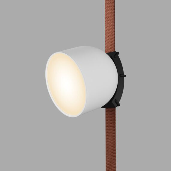 Denkirs DK5543-WH+BK Поворотный светильник для трека-ремня Belty, серия Spot, со светодиодом, D100*H107мм, 48V DC, 12W, RA90, 120°, 3000K, IP20, белый с черным, алюминий