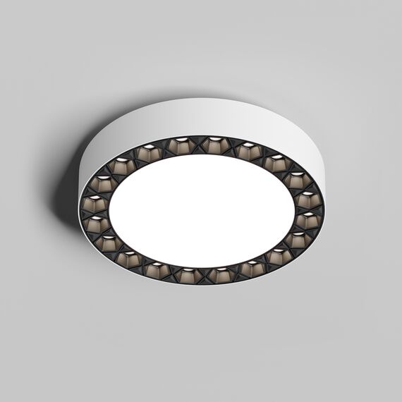 Denkirs DK2840-WB Накладной светильник DUAL 12+12 Вт, LED 4000K, IP 20, d165mm, белый/черный, алюминий/акрил