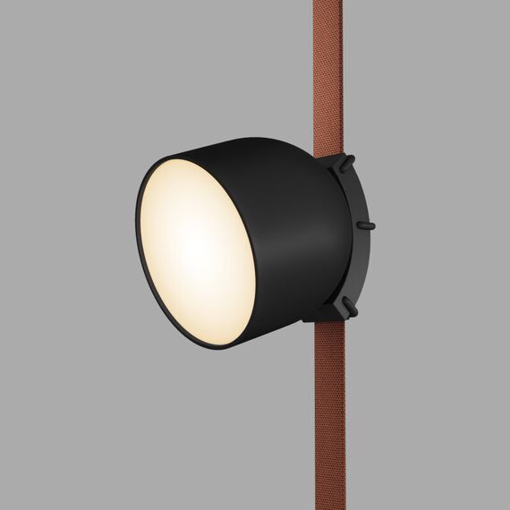 Denkirs DK5543-BK Поворотный светильник для трека-ремня Belty, серия Spot, со светодиодом, D100*H107мм, 48V DC, 12W, RA90, 120°, 3000K, IP20, черный, алюминий