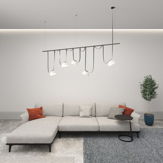 Denkirs DK5561-WH+BK Cветильник для трека-ремня Belty, серия Flow, со светодиодом, D220*H117мм, 48V DC, 24W, RA90, 120°, 3000K, IP20, белый с черным, алюминий, изображение 5