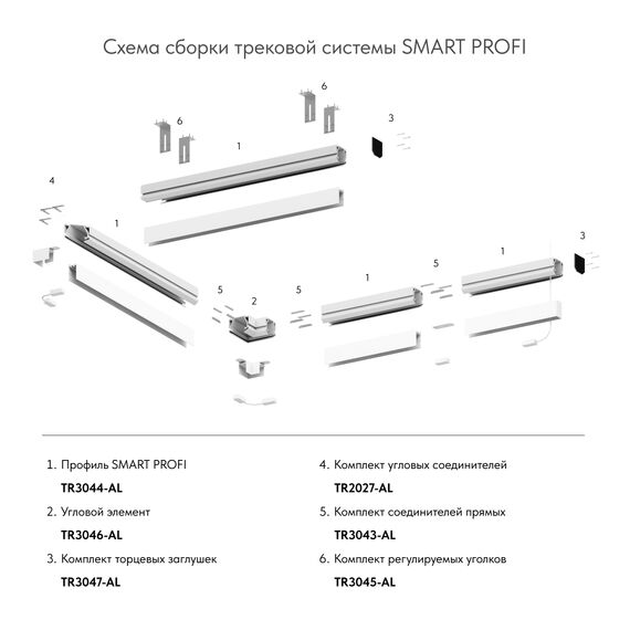 Denkirs TR3047-AL Комплект торцевых заглушек для профиля TR3044-AL SMART PROFI, изображение 2