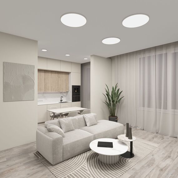Denkirs DK6524-WH Накладной светильник THIN, IP40, 50W, 3000K/4000K/6500K, переключатель цветовой температуры на корпусе, белый, полимер, изображение 4
