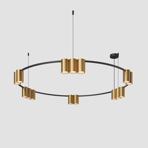 Denkirs DK4067-BK+SG Подвесной светильник ORBIT, IP20, 15xGU10 LED, до 15 Вт, черный + сатинированное золото, алюминий