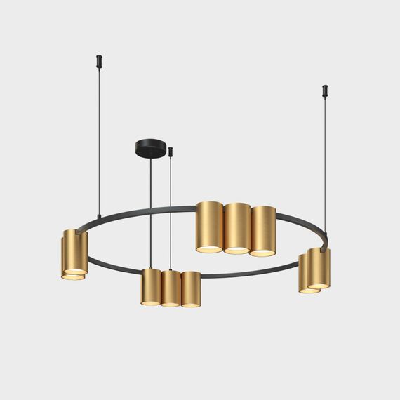 Denkirs DK4065-BK+SG Подвесной светильник ORBIT , IP20, 10xGU10 LED до 15 Вт, черный + сатинированное золото, алюминий