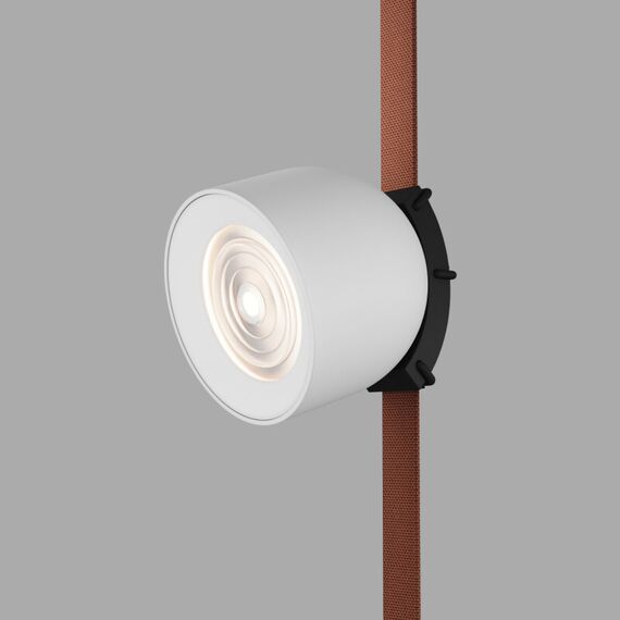 Denkirs DK5640-WH+BK Поворотный светильник для трека-ремня Belty Smart, серия Spot, со светодиодом, D100*H107мм, 48V DC, 12W, RA90, 38°, 2700-6000K, IP20, белый с черным, алюминий