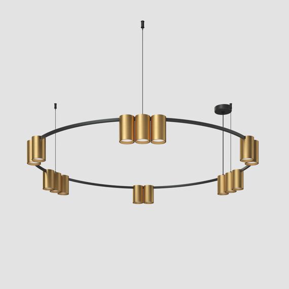 Denkirs DK4067-BK+SG Подвесной светильник ORBIT, IP20, 15xGU10 LED, до 15 Вт, черный + сатинированное золото, алюминий, изображение 2