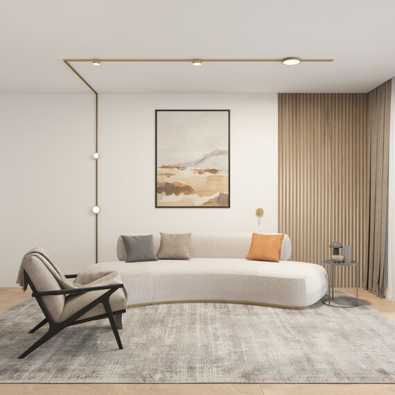 Denkirs DK5762-SB Светильник для трека SHINE FLOW со светодиодом, D95*H28, 48V DC, 8W, RA?90, 3000K, IP20, сатинированная латунь, алюминий, изображение 3
