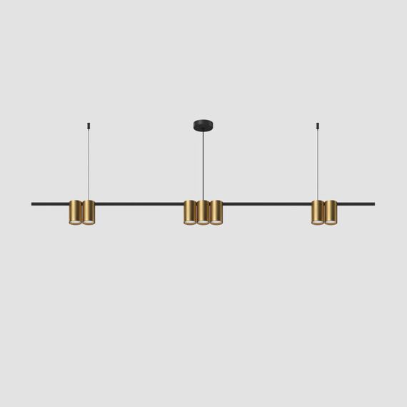 Denkirs DK4063-BK+SG Подвесной светильник ORBIT, IP20, 7xGU10 LED до 15 Вт, черный + сатинированное золото, алюминий, изображение 2