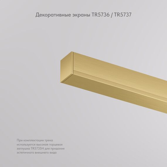 Denkirs TR5737-SB Декоративная заглушка желоба трека, 50см, для трека Shine, серия Base, сатинированная латунь, алюминий, изображение 2