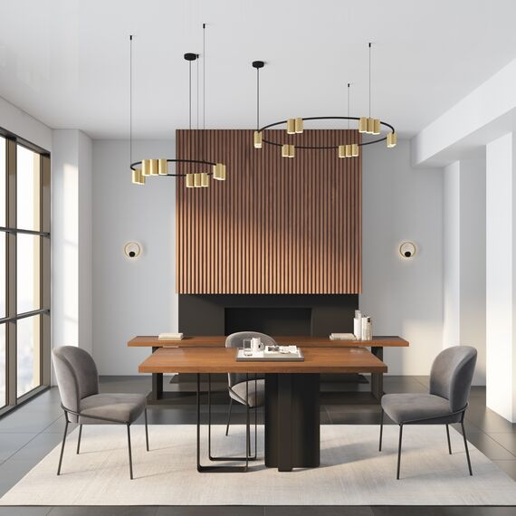 Denkirs DK4065-BK+SG Подвесной светильник ORBIT , IP20, 10xGU10 LED до 15 Вт, черный + сатинированное золото, алюминий, изображение 4