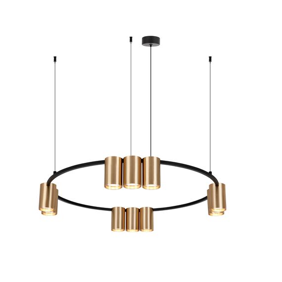 Denkirs DK4065-BK+SG Подвесной светильник ORBIT , IP20, 10xGU10 LED до 15 Вт, черный + сатинированное золото, алюминий, изображение 3