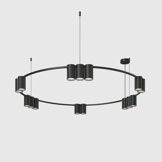 Denkirs DK4067-BK Подвесной светильник ORBIT, IP20, 15xGU10 LED до 15 Вт, черный матовый, алюминий