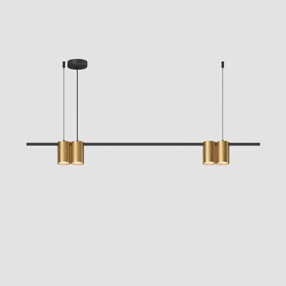 Denkirs DK4061-BK+SG Подвесной светильник ORBIT, IP20, 4xGU10 LED до 15 Вт, черный + сатинированное золото, алюминий