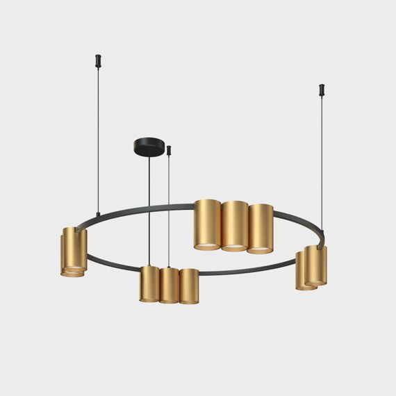 Denkirs DK4065-BK+SG Подвесной светильник ORBIT , IP20, 10xGU10 LED до 15 Вт, черный + сатинированное золото, алюминий, изображение 2