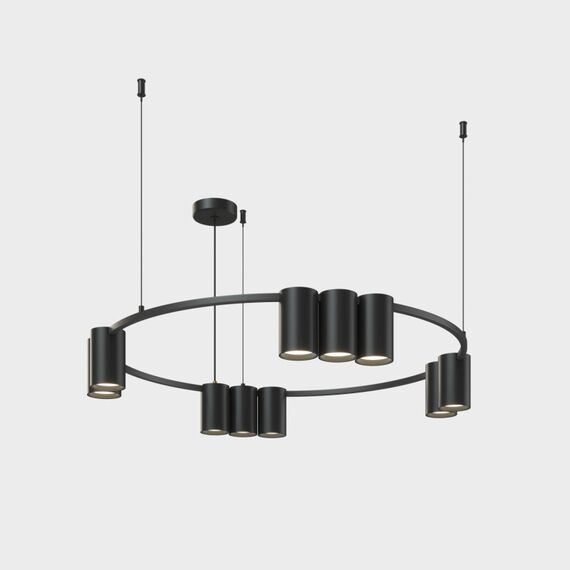 Denkirs DK4065-BK Подвесной светильник ORBIT, IP20, 10xGU10 LED до 15 Вт, черный матовый, алюминий