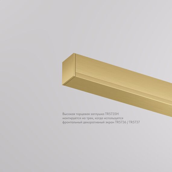 Denkirs TR5735H-SB Торцевая заглушка, высокая, для использования с экраном, для трека Shine, серия Base, комплект 2 шт, сатинированная латунь, алюминий, изображение 2