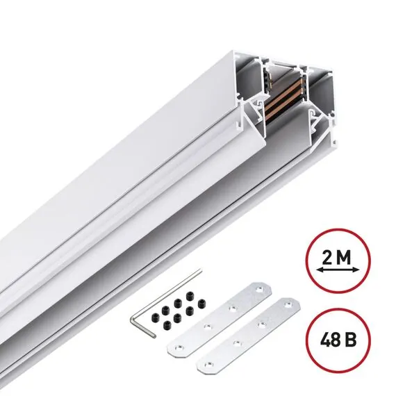NOVOTECH 135241 SHINO NT24 000 белый Низковольтный шинопровод для монтажа в натяжной потолок 2м IP20 48V FLUM